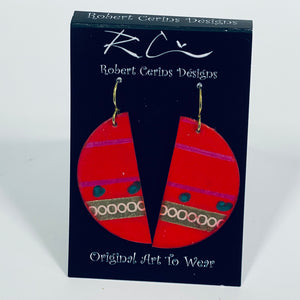 Robert Cerins - Earrings - Red - Half Circles