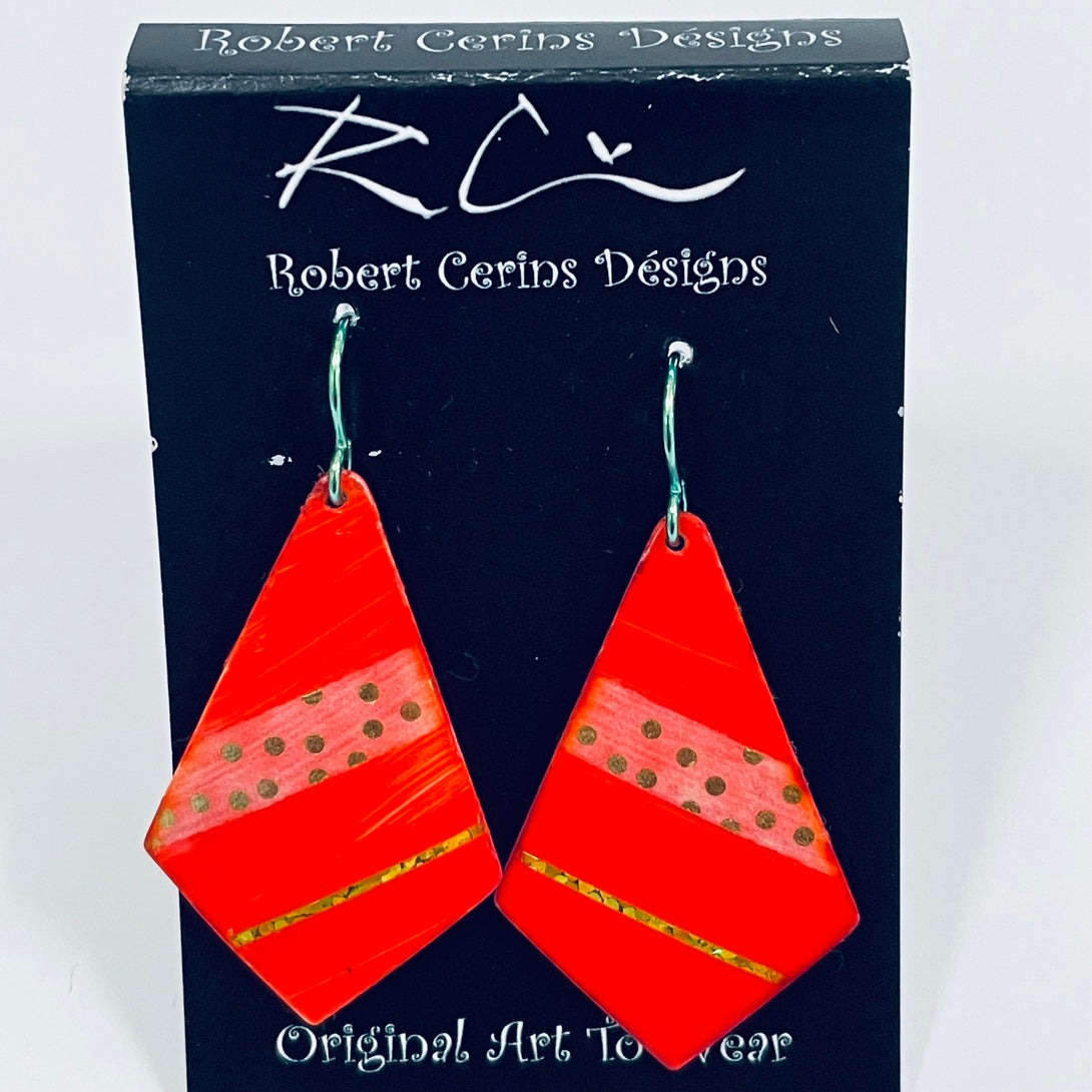 Robert Cerins - Earrings - Red - Large Diamond-shape
