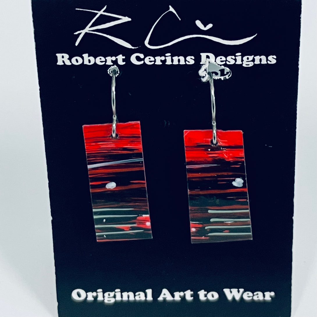 Robert Cerins - Earrings - Red - Rectangle