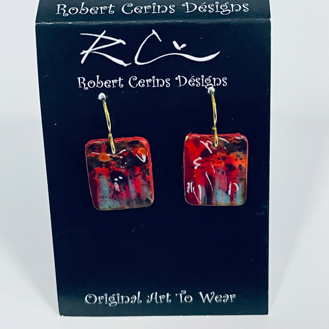 Robert Cerins - Earrings - Red - Square