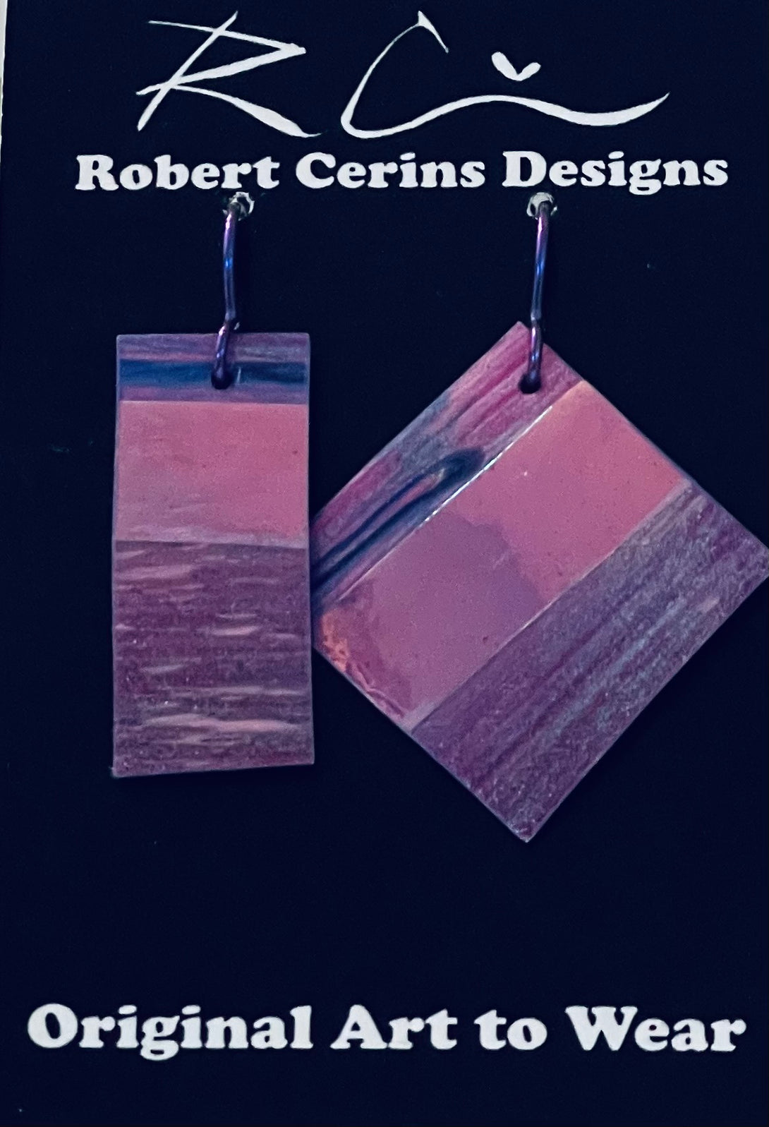 Robert Cerins - Earrings - Purple - Rectangle and Diamond