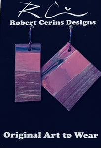 Robert Cerins - Earrings - Purple - Rectangle and Diamond