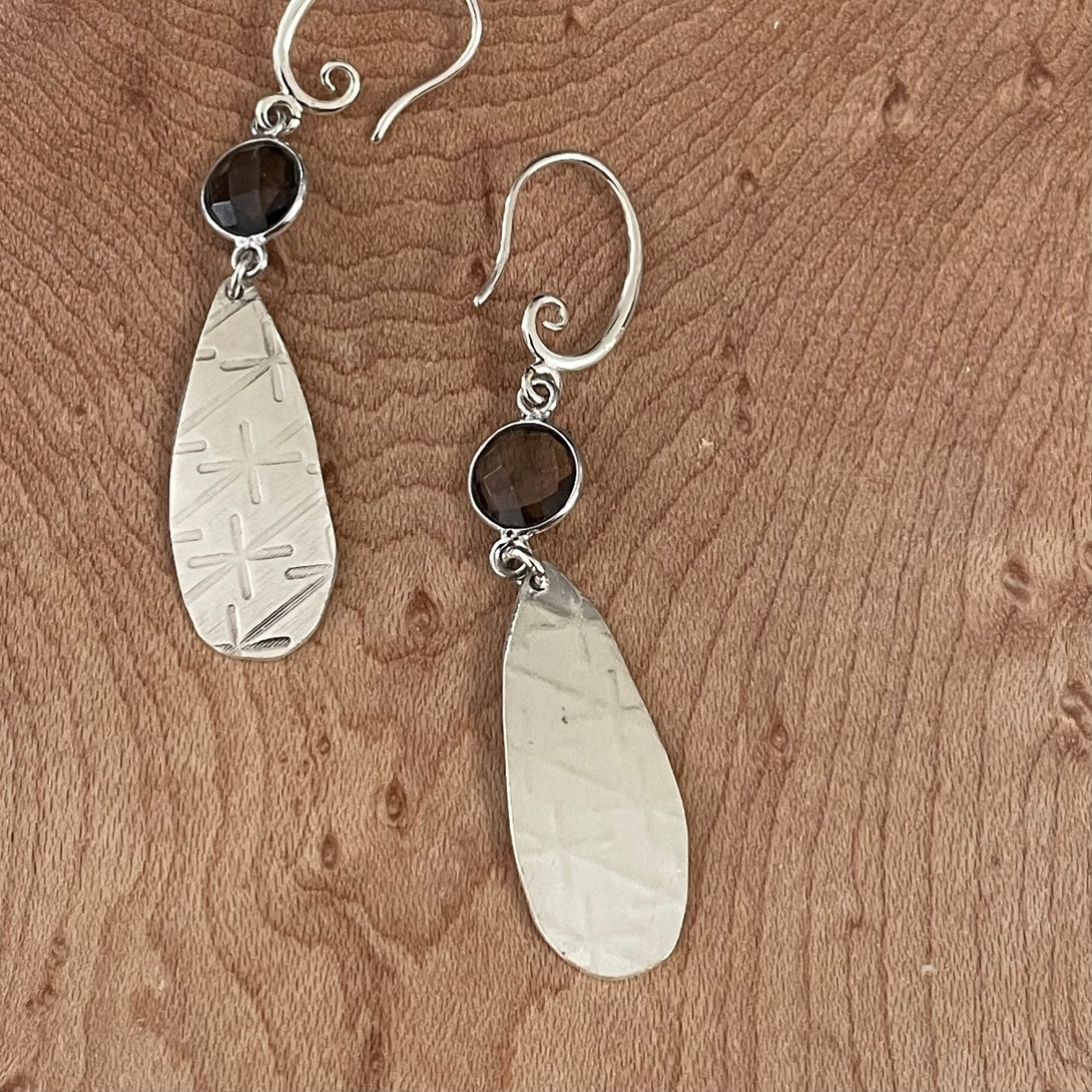 Laurie A. McDonald - Earrings - Sterling Silver - Drop with smoky quartz