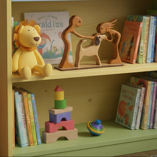 Ron Acton - Wood - Dog with children -  - Wood Art - McMillan Arts Centre & MAC Box Office