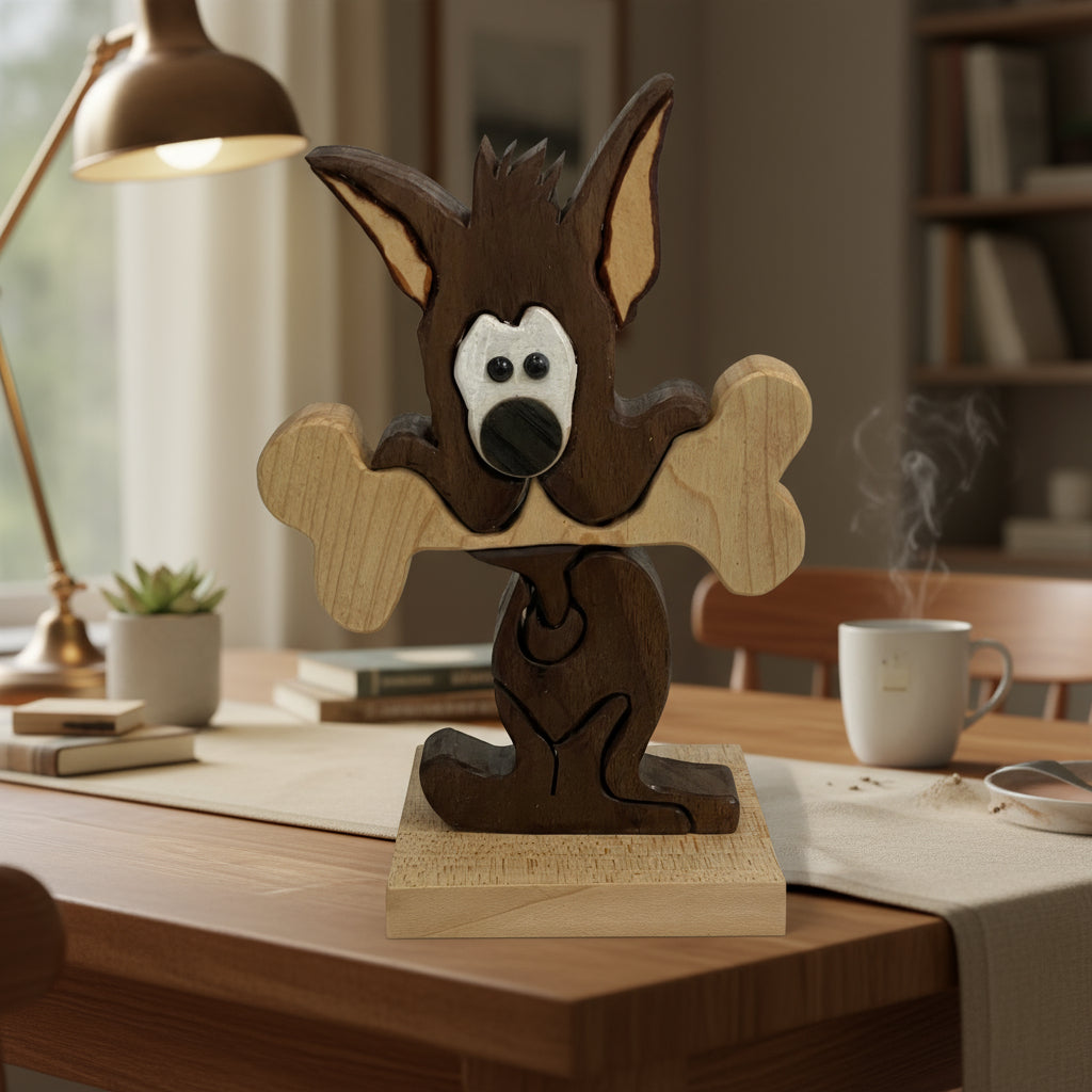 Ron Acton - Wood - Dog Face with Bone