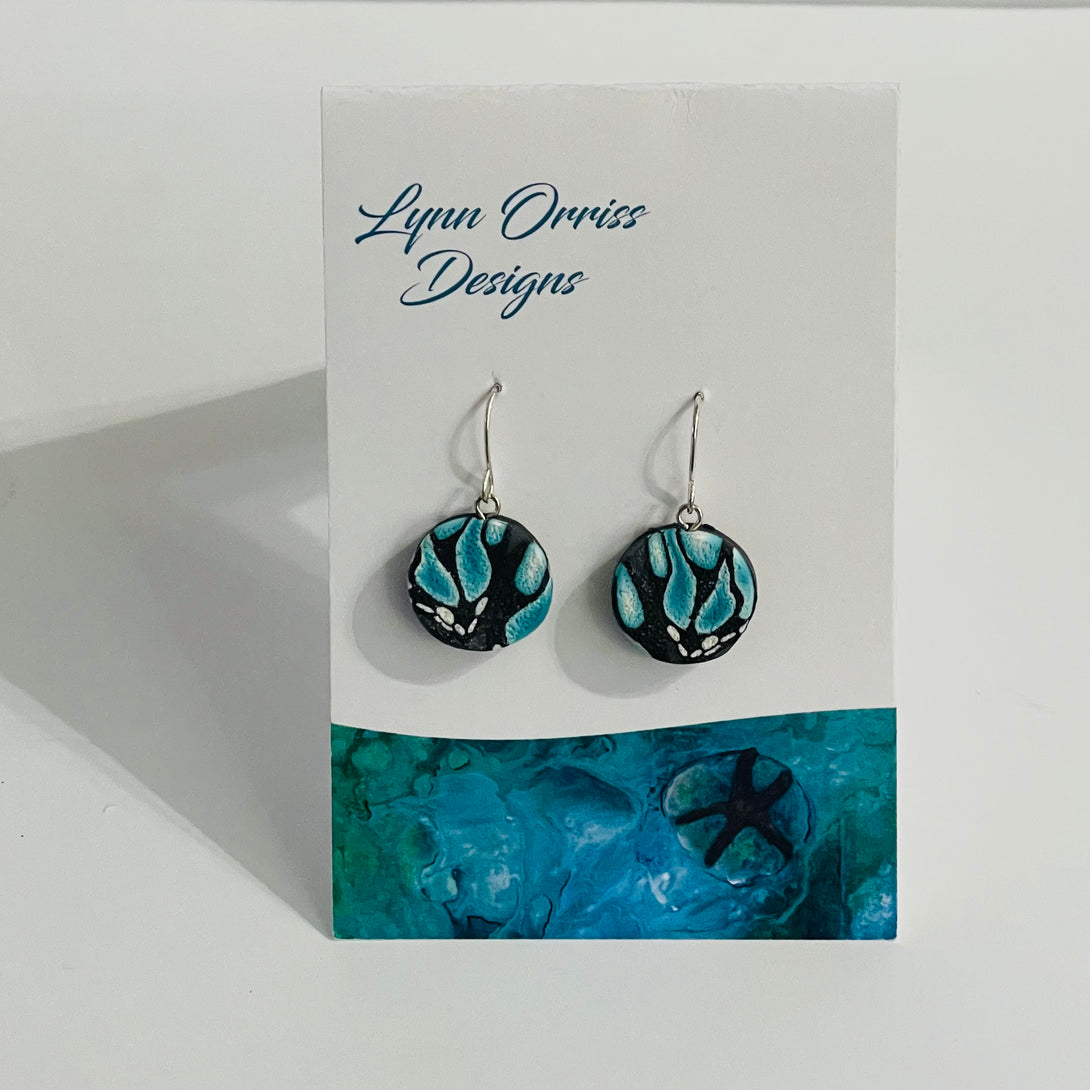 Lynn Orriss - Earrings - Black with turquoise - small circle