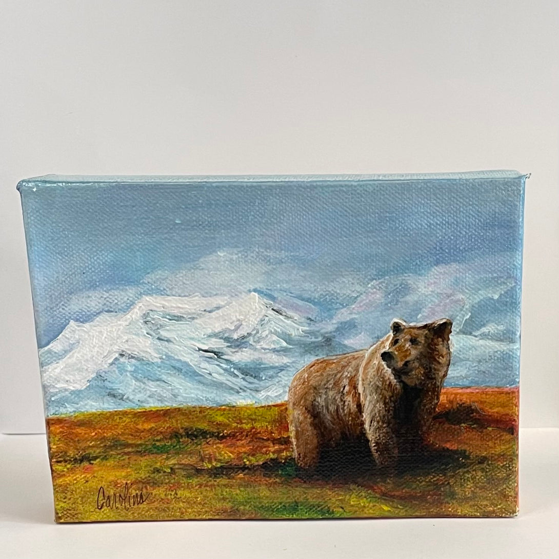 Carol Ann Owers - Painting - Grizzly Against Alaska Range
