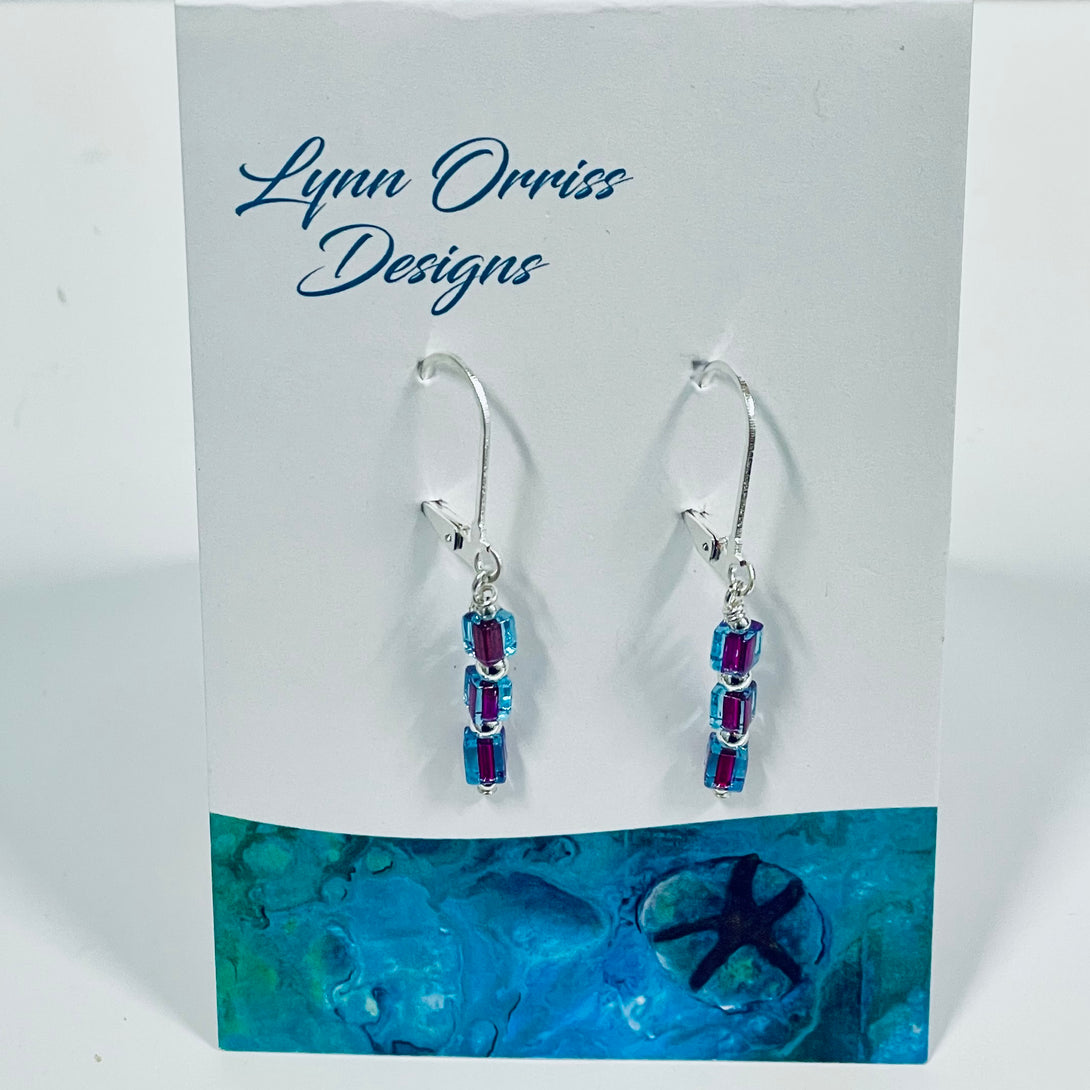 Lynn Orriss - Earrings - Blue & Red Crystal