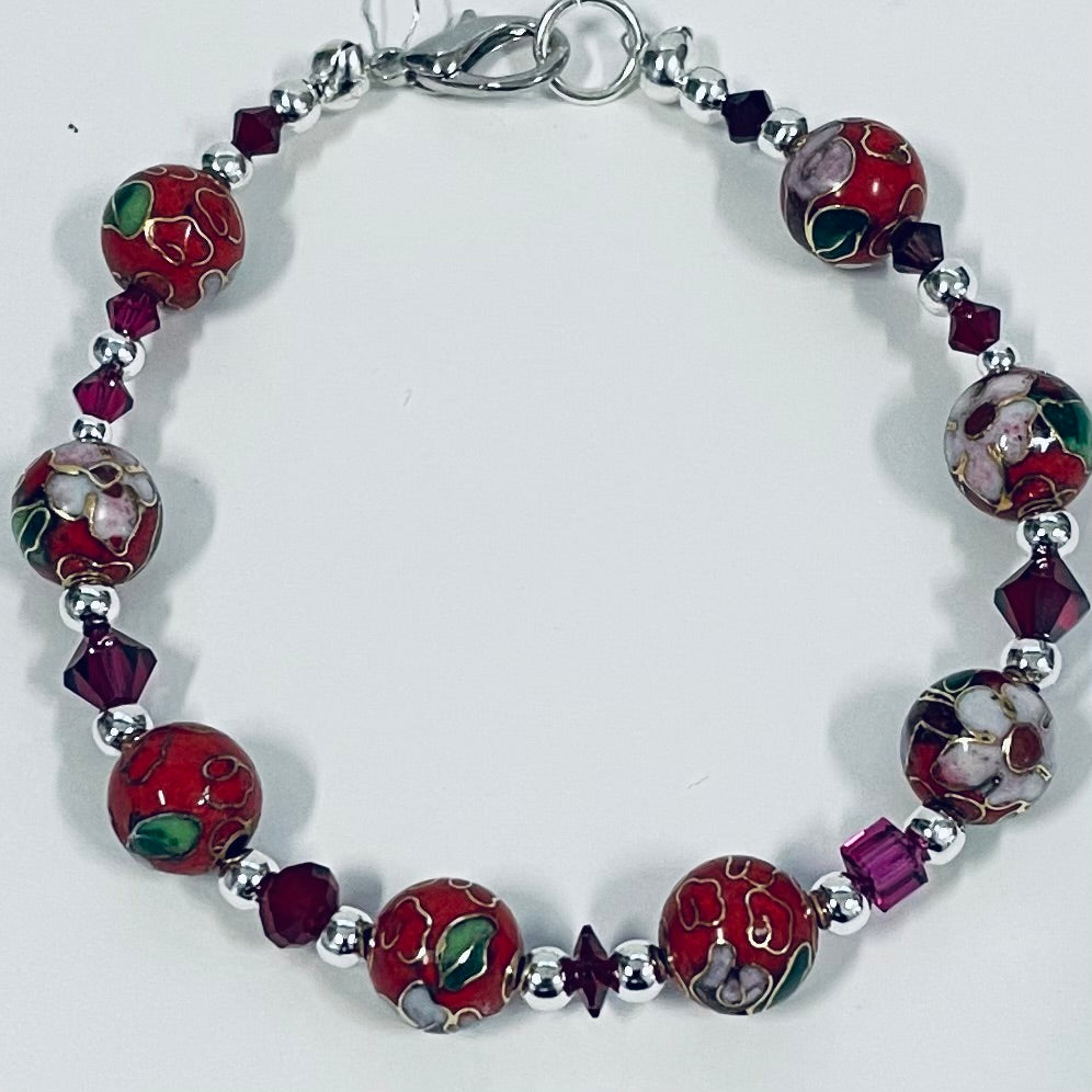 Lynn Orriss - Bracelet - Red Cloisonne - 7.5