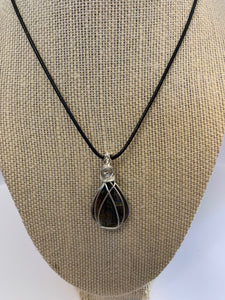 Quicksilver Creations - Pendant - Labradorite - 18" black cord, silver plate wrap -  - Jewellery - McMillan Arts Centre & MAC Box Office