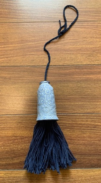 Lynn Northwood - Pottery - Tassel - light blue ceramic, navy tassel, 8