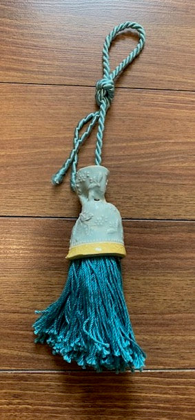 Lynn Northwood - Pottery - Tassel - light blue,yellow ceramic, blue tassel, 6