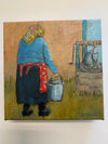 Fay St. Marie - Painting - Going to the Well - 6" x 6" - acrylic on canvas
