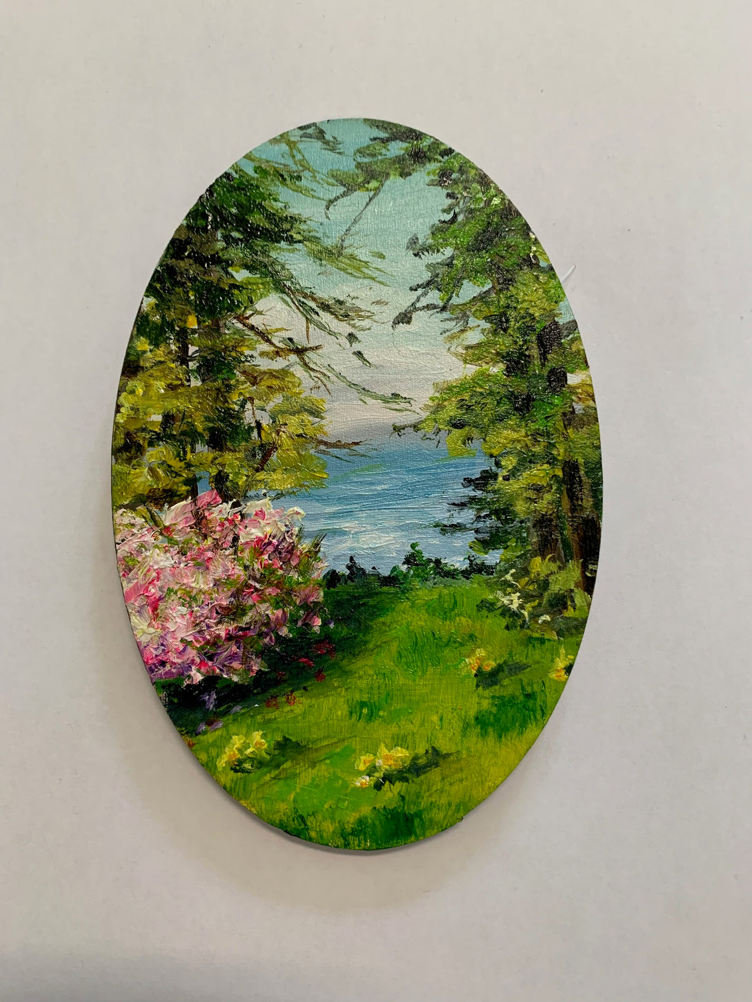 Margery Blom -Mini Oil Painting - Milner Gardens - Oval 3.5x5.5