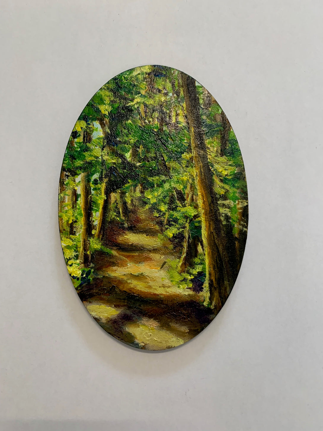 Margery Blom -Mini Oil Painting - Heritage Forest- Oval 3.5x5.5
