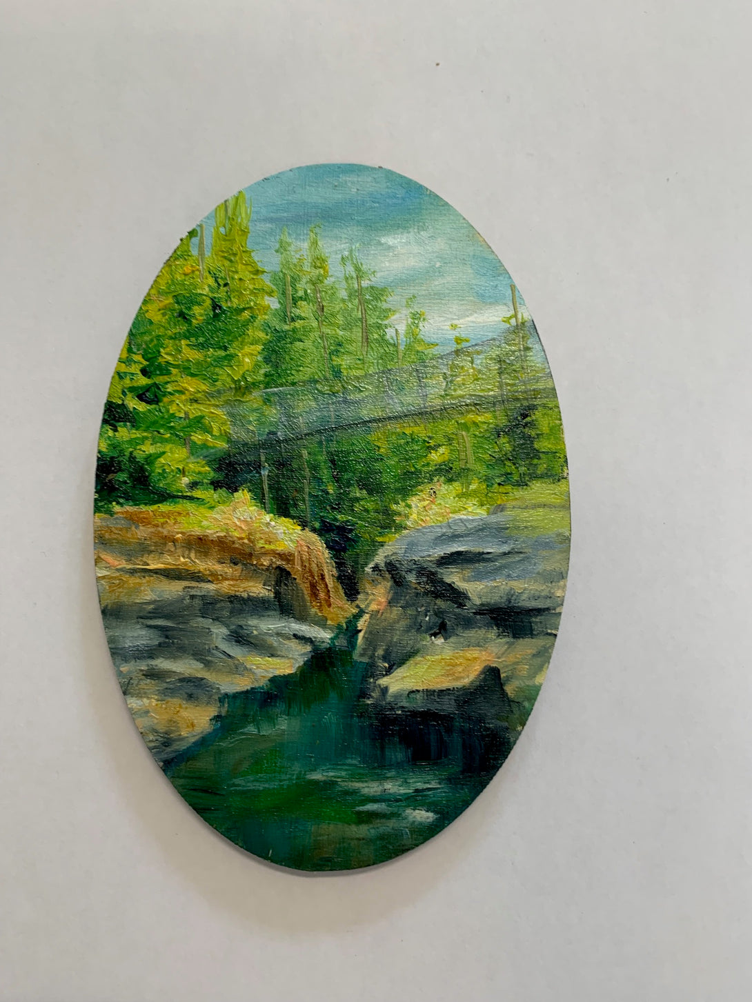 Margery Blom -Mini Oil Painting - Top Bridge - Oval 3.5x5.5