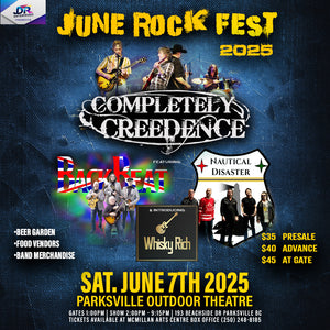 June Rock Fest - Completely Creedence & Guests - Parksville Outdoor Theatre - June 7th, 2025  - 2pm -  - Box Office - McMillan Arts Centre & MAC Box Office