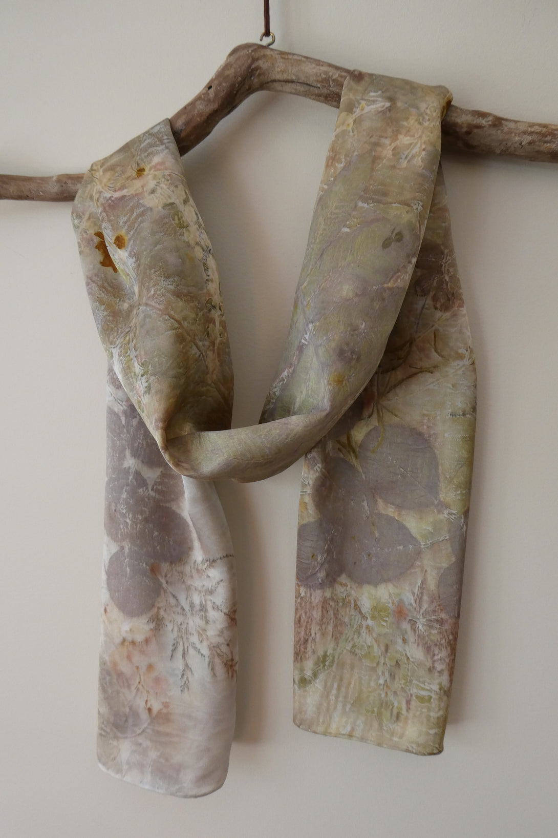 Karen MacRae -  Satin Scarf - White - Botanical print