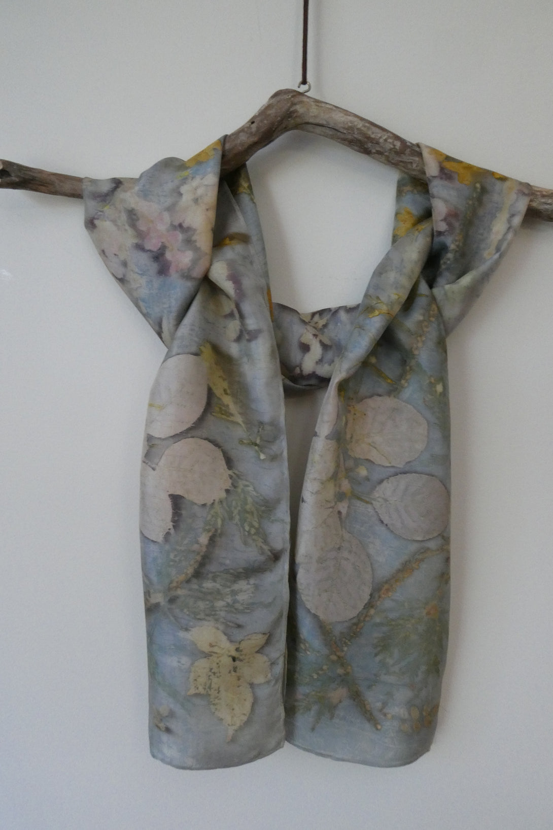 Karen MacRae - Silk Scarf - Grey/Teal - Botanical print