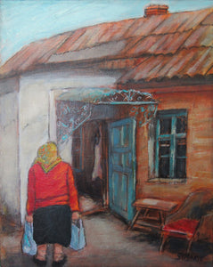 Fay St. Marie - Painting - A Widow's Home - 10"x 8" - Mixed Media on paper mounted on wood