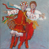 Fay St. Marie - Painting - Ukrainian Dancers #6 - 6" x 6" - acrylic on canvas