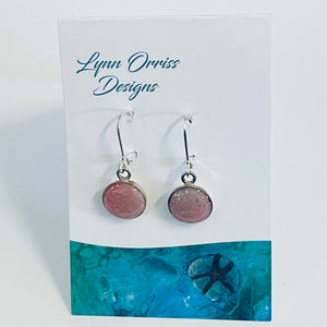 Lynn Orriss  - Earrings -  Pink resin - lever back - Lynn Orriss - McMillan Arts Centre Gallery, Gift Shop and Box Office - Vancouver Island Art Gallery