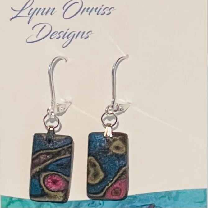 Lynn Orriss - Earrings - Jewel tones - rectangle - Lynn Orriss - McMillan Arts Centre Gallery, Gift Shop and Box Office - Vancouver Island Art Gallery