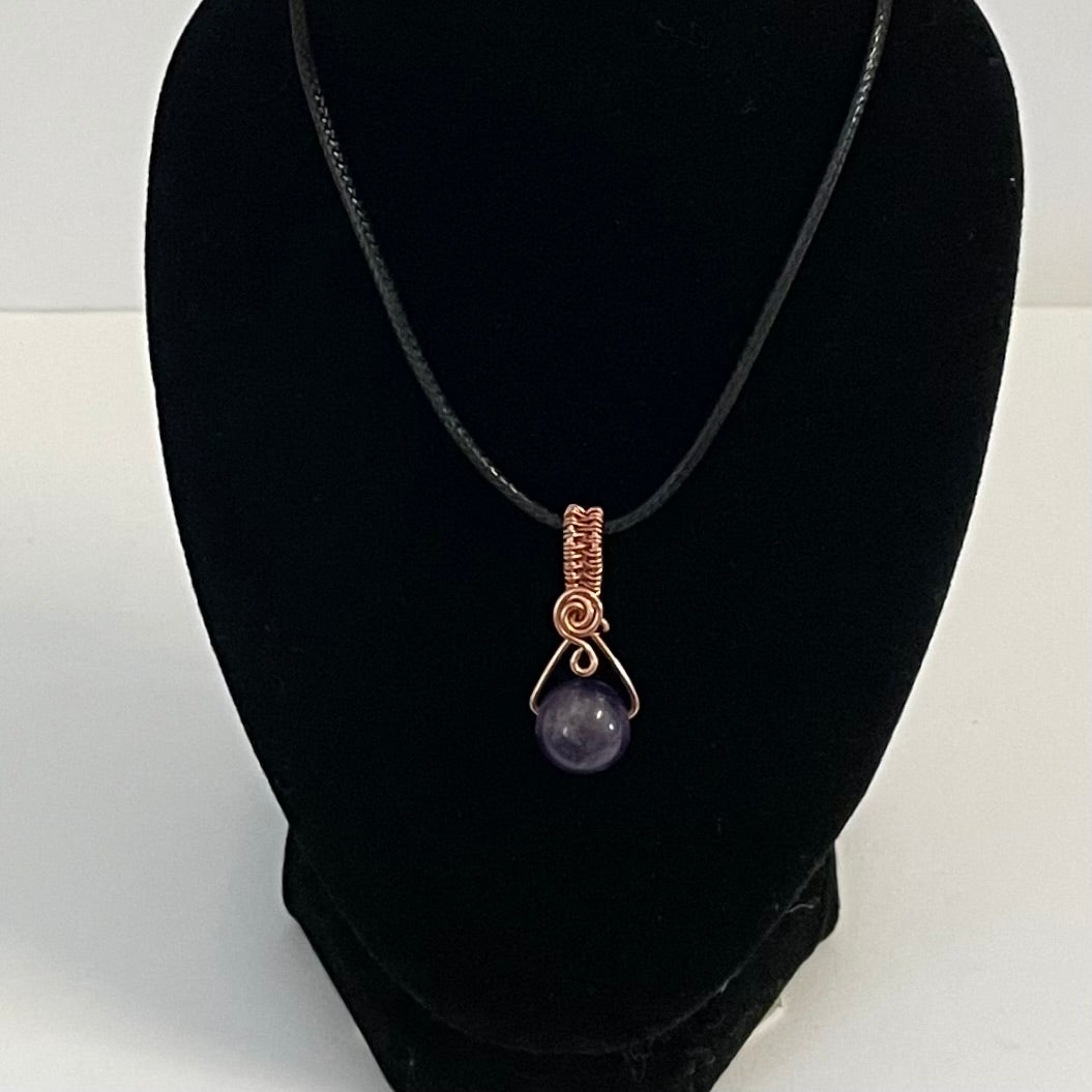 Quicksilver Creations - Pendant - Dark Amethyst wrapped with copper, 16
