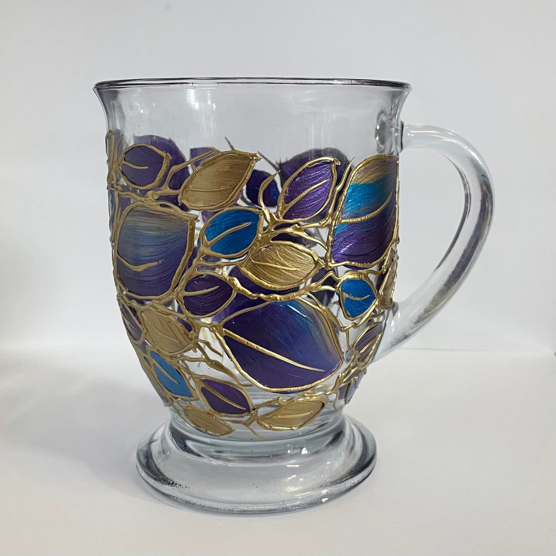 Lori Schiersmann - Glass - Pedestal Coffee Mug - Purple/Blue/Gold - Lori Schiersmann - McMillan Arts Centre Gallery, Gift Shop and Box Office - Vancouver Island Art Gallery