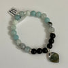 Alasha Lantinga - Bracelet (Stretchable) - Aquamarine, Amazonite, Obsidian, Labradorite charm