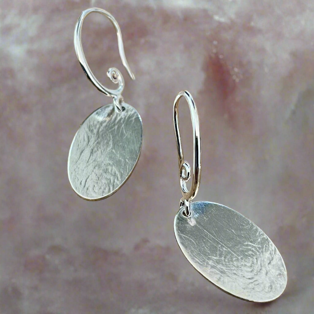 Laurie A. McDonald - Earrings - Oval with a light rose texture - Sterling Silver - Laurie McDonald - McMillan Arts Centre Gallery, Gift Shop and Box Office - Vancouver Island Art Gallery