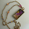Linda Campbell -Pendant - Large Rectangle - Brass chain with beads
