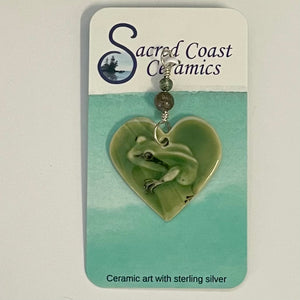 Sacred Coast Ceramics - Pendant - Frog, semi-precious stone, s.s. 18" chain