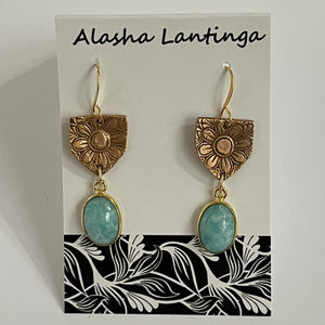 Alasha Lantinga - Earrings - Lelia with bezel Amazonite - Alasha Lantinga - McMillan Arts Centre - MAC Box Office - Vancouver Island Art Gallery