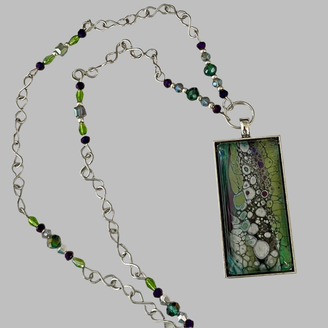 Linda Campbell -Pendant - Large Rectangle - Silver beaded chain - Linda Campbell - Jewellery - McMillan Arts Centre & MAC Box Office