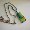 Linda Campbell -Pendant - Large Rectangle - Brass chain with beads