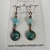 Linda Campbell - Earrings - Small disc with aqua beads on copper wire