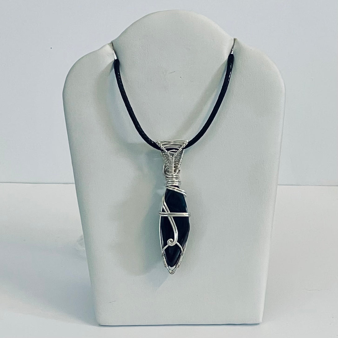 Quicksilver Creations - Pendant - Blue Tigers Eye - Quicksilver Creations - McMillan Arts Centre Gallery, Gift Shop and Box Office - Vancouver Island Art Gallery