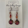 Linda Campbell - Earrings - Small disc with orange and pink bead on copper wire