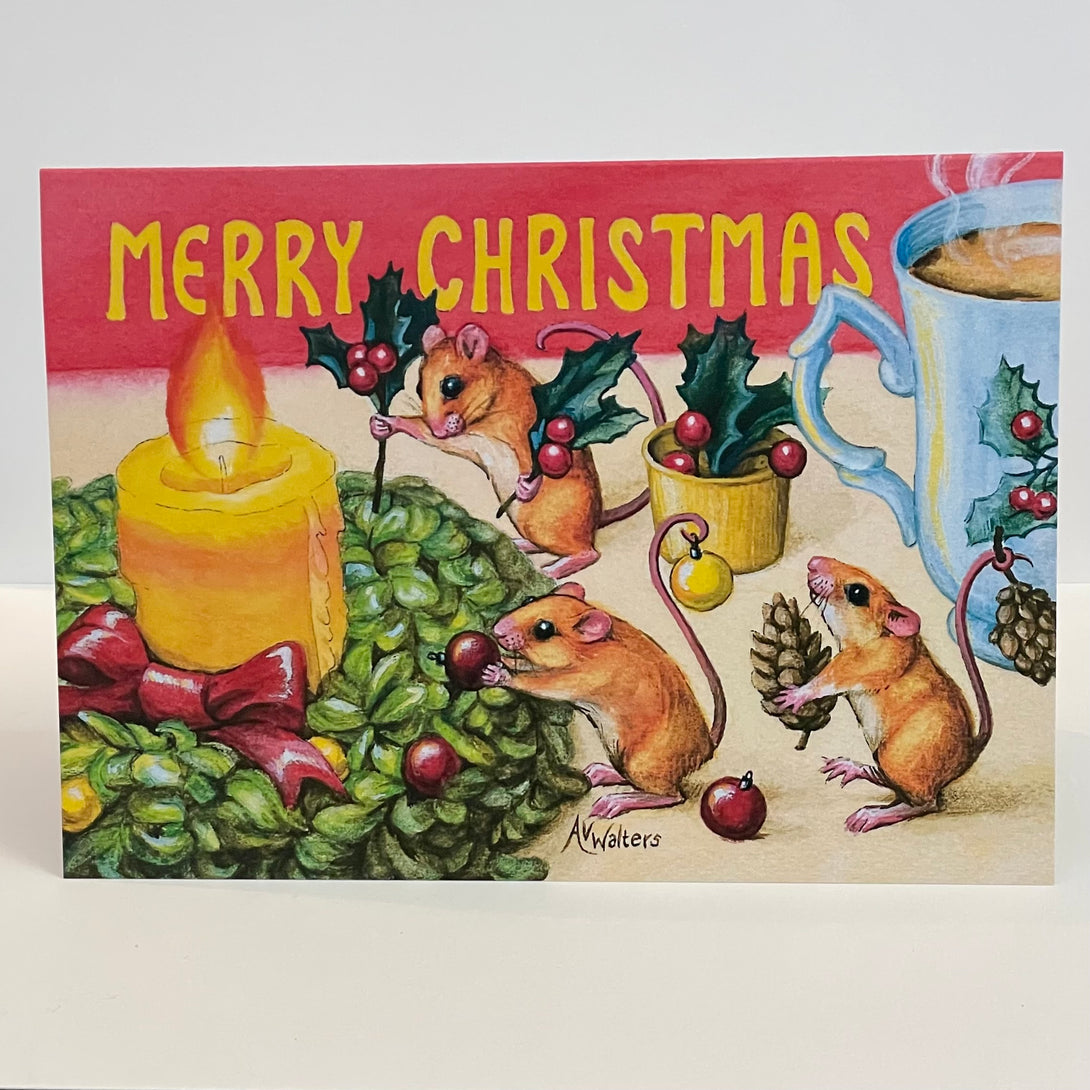 Andrea Walters - Christmas Card - Merry Christmas Mice - Andrea Walters - McMillan Arts Centre Gallery, Gift Shop and Box Office - Vancouver Island Art Gallery