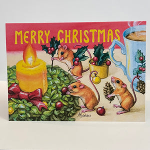Andrea Walters - Christmas Card - Merry Christmas Mice - Andrea Walters - McMillan Arts Centre Gallery, Gift Shop and Box Office - Vancouver Island Art Gallery