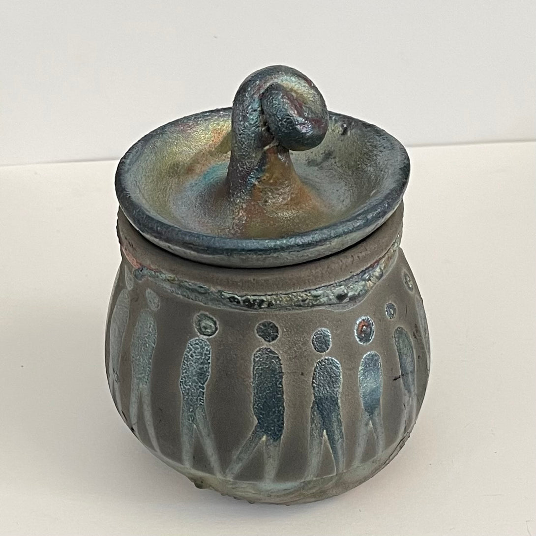 Crystal Burgess - Raku jar with lid - 