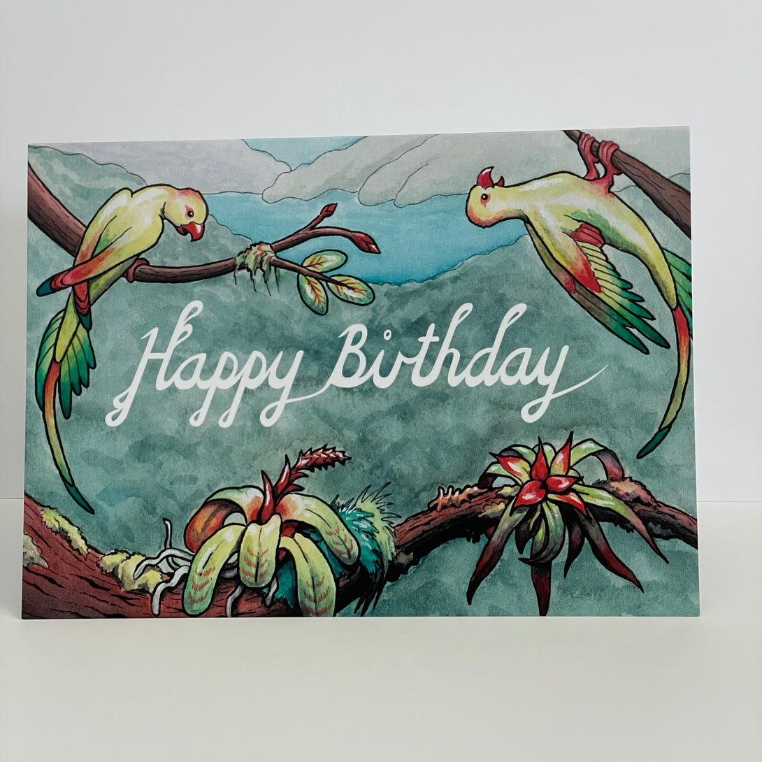 Andrea Walters - Card - Jungle Parrots Birthday - Andrea Walters - McMillan Arts Centre Gallery, Gift Shop and Box Office - Vancouver Island Art Gallery