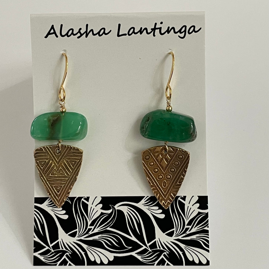Alasha Lantinga - Earrings - Calliope with Green Chrysophrase - Alasha Lantinga - McMillan Arts Centre Gallery, Gift Shop and Box Office - Vancouver Island Art Gallery
