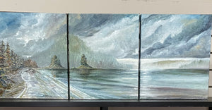 Ray Francis - Oil Painting - "Westcoast Cloud Cover"  12" x 30"
