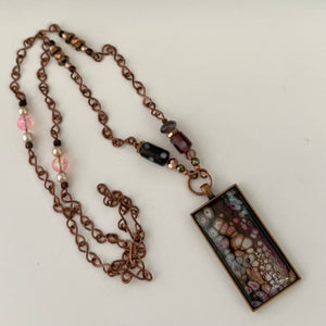 Linda Campbell -Pendant - Large Rectangle - Copper chain with beads - Linda Campbell - Jewellery - McMillan Arts Centre & MAC Box Office