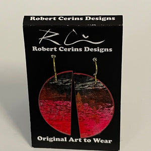 Robert Cerins - Earrings - Semi-circle - red & black - Robert Cerins - McMillan Arts Centre Gallery, Gift Shop and Box Office - Vancouver Island Art Gallery