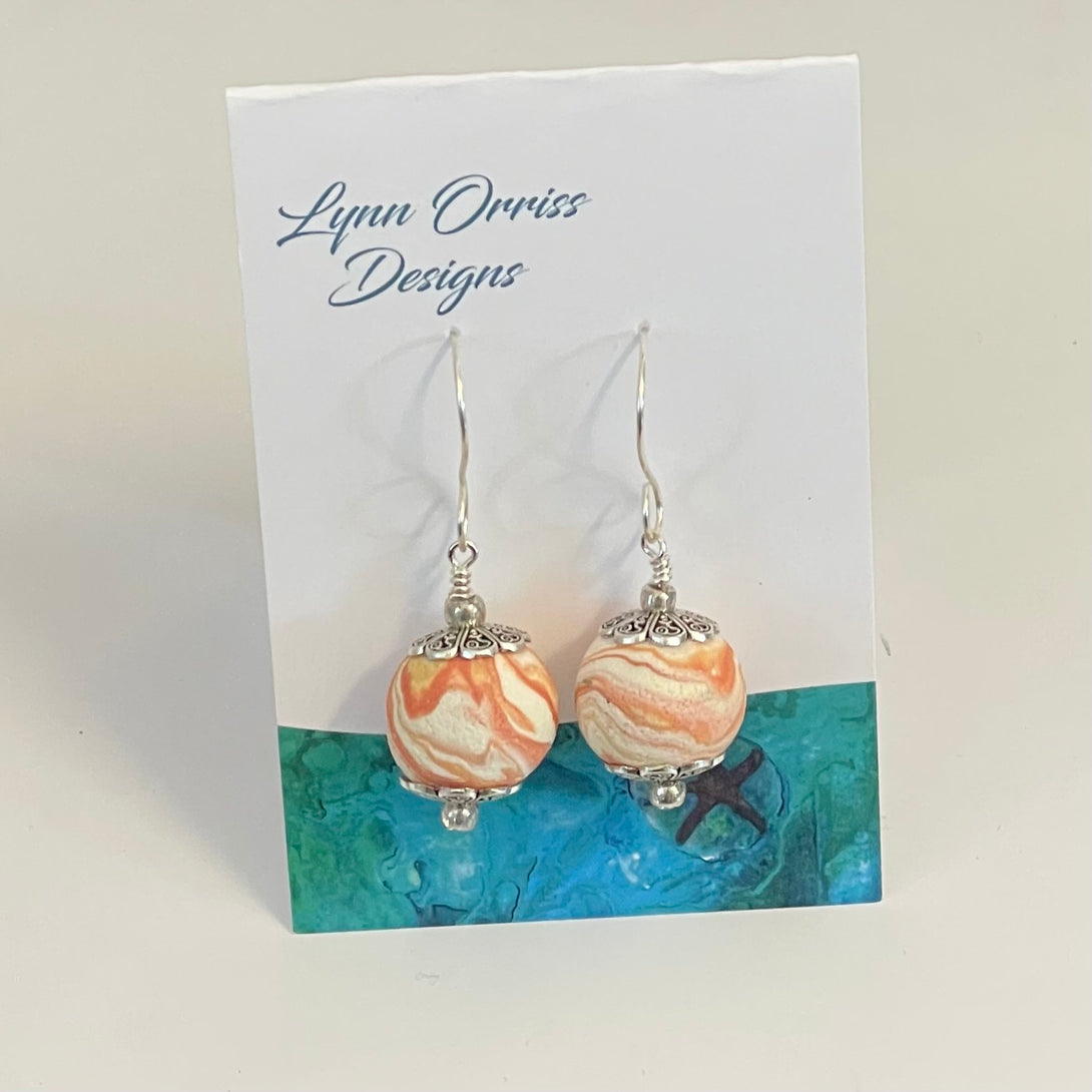 Lynn Orriss - Earrings - Polymer clay swirl ball - large - Lynn Orriss - McMillan Arts Centre Gallery, Gift Shop and Box Office - Vancouver Island Art Gallery