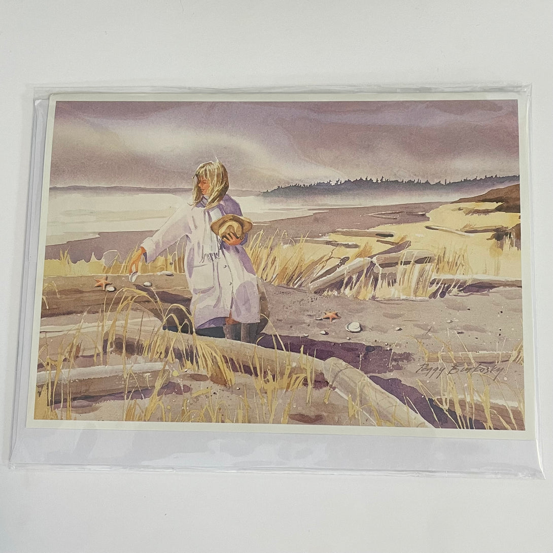 Peggy Burkosky - Card - Girl on the Beach - Peggy Burkosky - McMillan Arts Centre Gallery, Gift Shop and Box Office - Vancouver Island Art Gallery