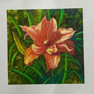 Margery Blom - Oil Painting -  Day Lily  12" x 12" - Margery Blom - Painting - McMillan Arts Centre & MAC Box Office